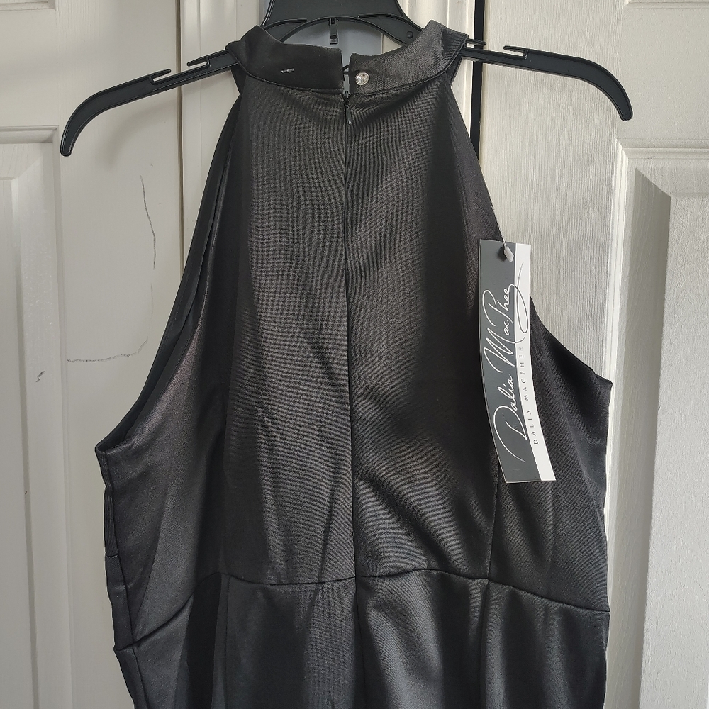 Dalia MacPhee Black Halter Jumpsuit with Red Floral Embroidery XL - Picture 7 of 10